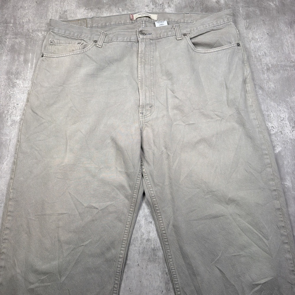 Vintage Levi's 550 Jeans 42x32 Red Tab Relaxed Fit Straight Leg Khaki Denim USA